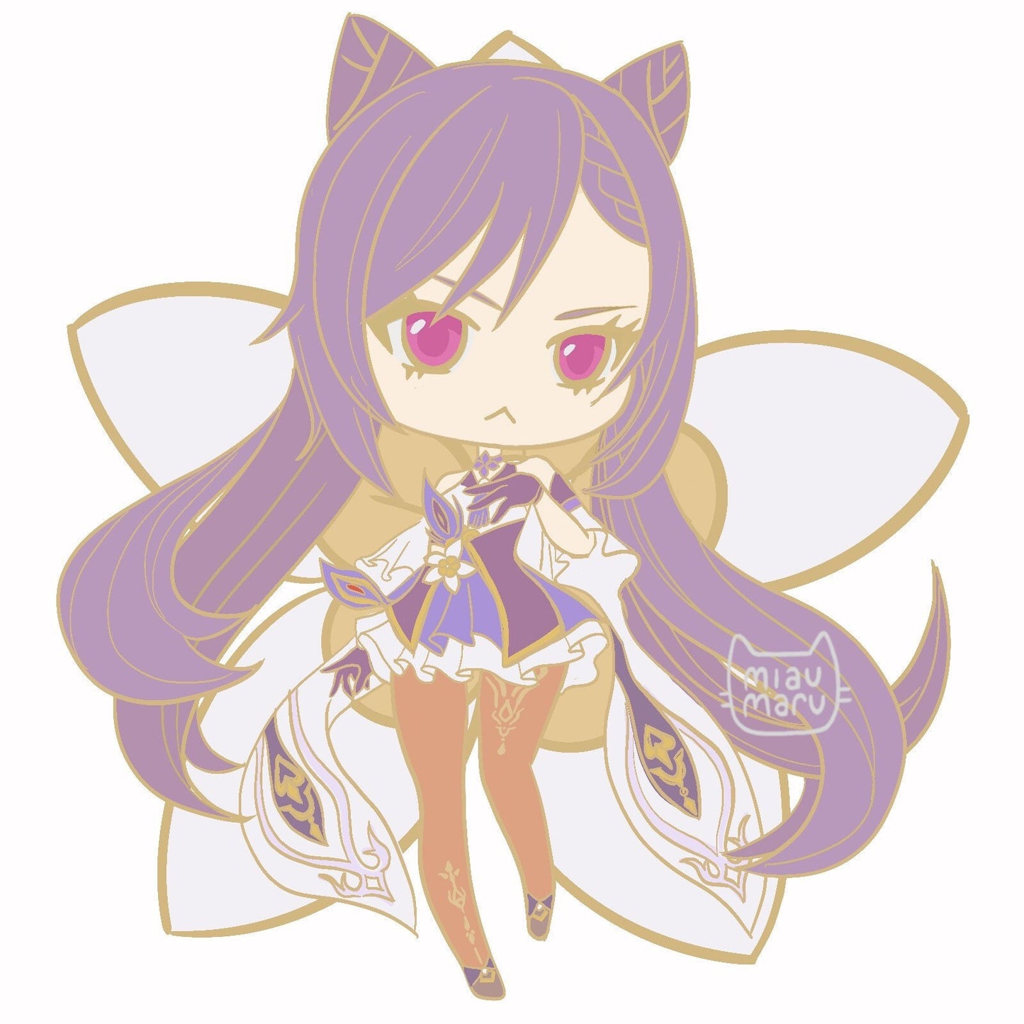 Keqing Flower Enamel Pin | Genshin Impact | jumbo size 2 inch | Gold metal