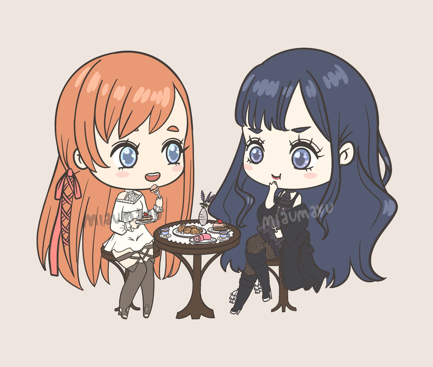 FFXIV Ryne and Gaia Tea Party | Charm / Keychain | Double-sided | 2.5 Inch