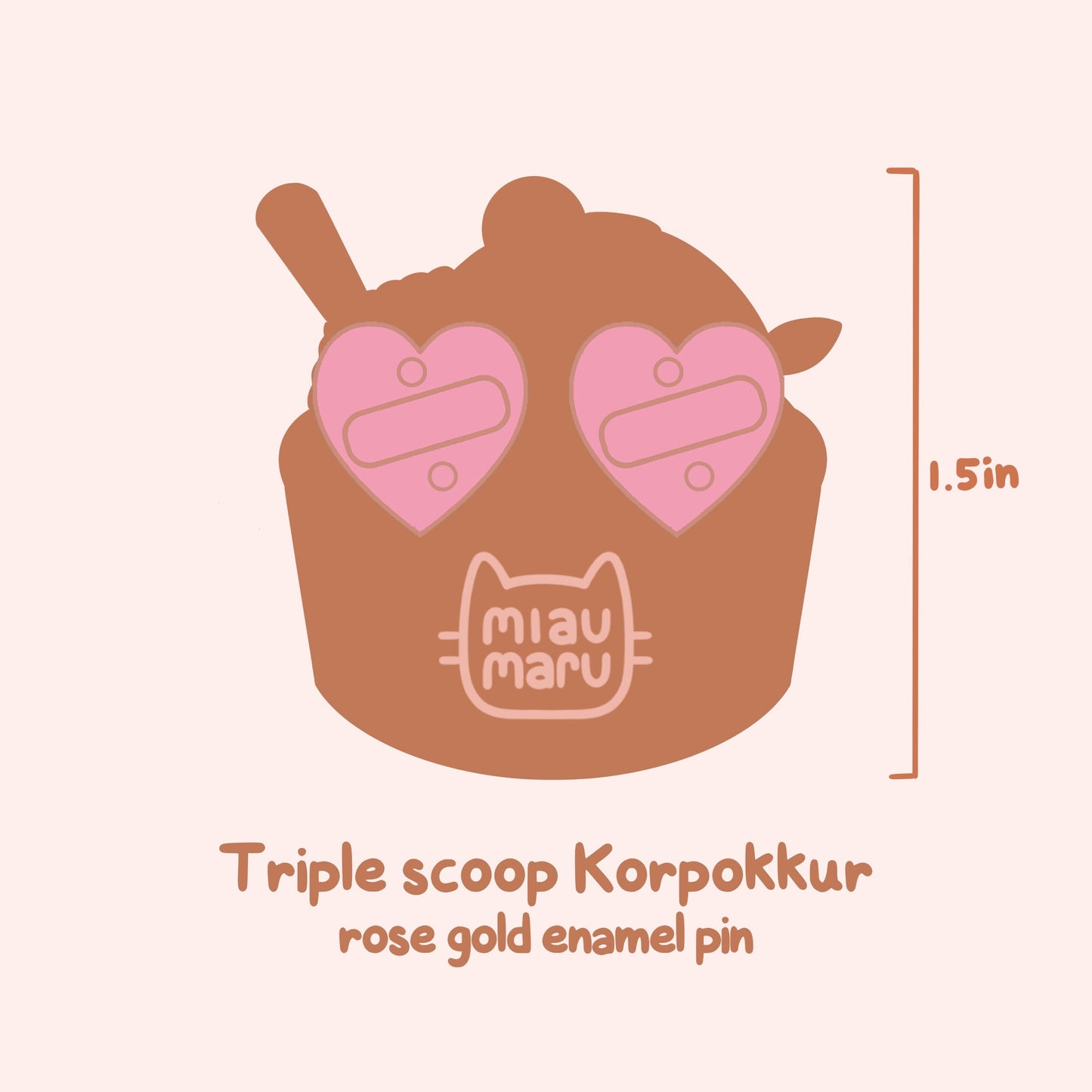 FFXIV Korpokkur Pin - Triple Scoop Korpokkur Ice cream Enamel Pin | 1.5 inch | Rose gold metal