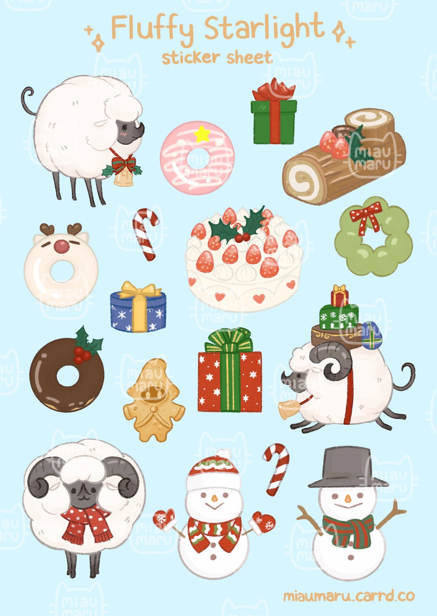FFXIV Christmas Holiday Sticker Sheet | Fluffy Starlight | A6 | glossy