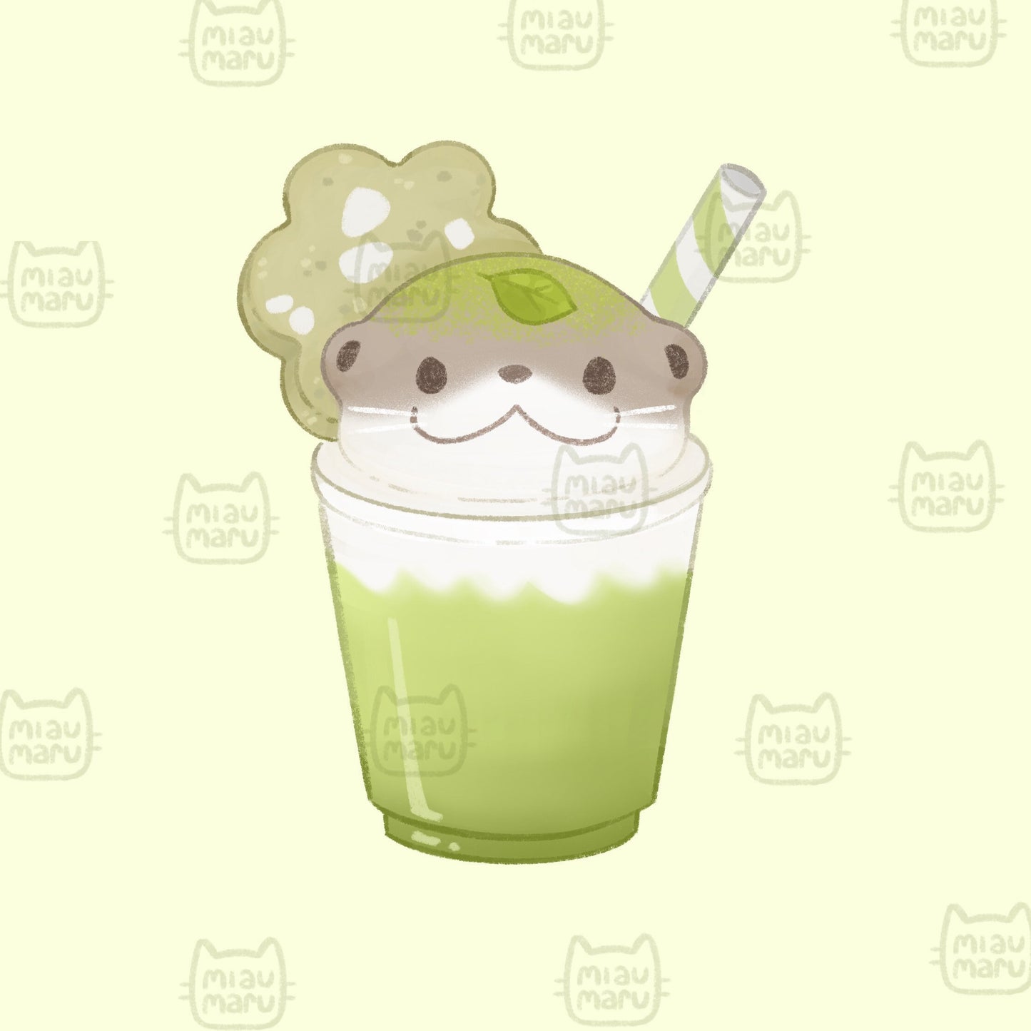 FFXIV Odder Otter Matcha Latte sticker | 2.5 inch | matte vinyl