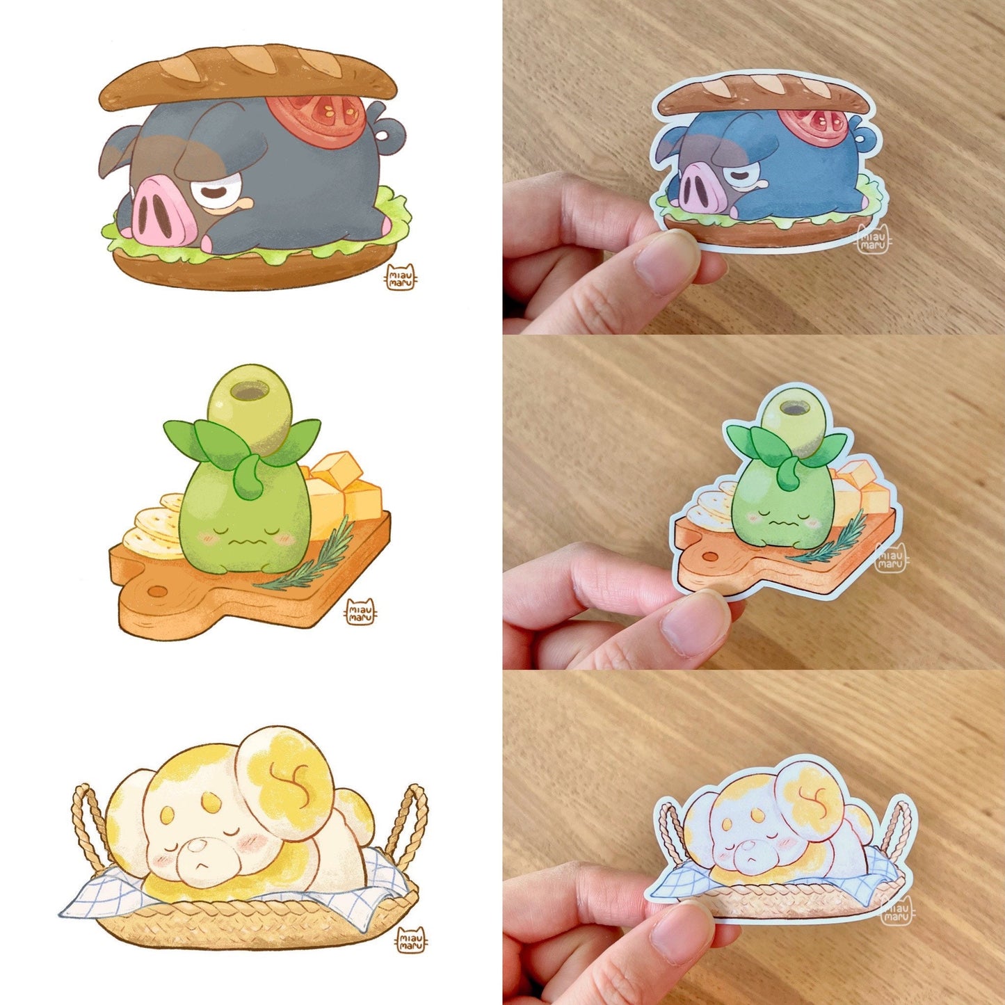 Pokemon Sleepy Picnic Vinyl Sticker | Lechonk, Smoliv, Fidough | Pokemon Scarlet Violet Gen 9 | 2 inch | glossy vinyl