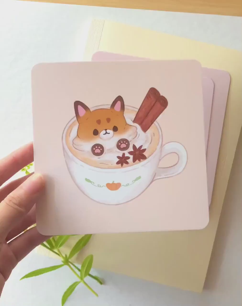 Fox Kit Pumpkin Spice Latte Art Print – Miaumaru