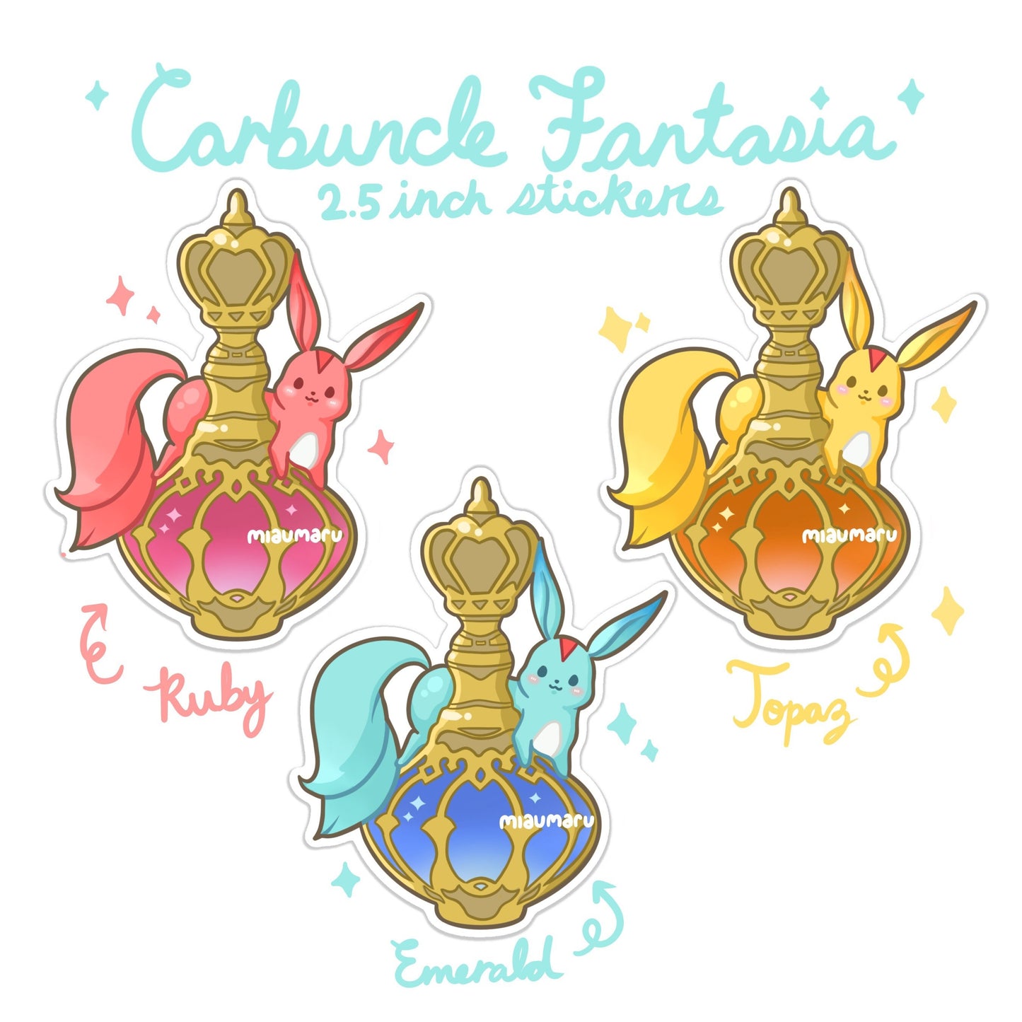 FFXIV Carbuncle Fantasia Sticker Pack | 2.5 inch | glossy vinyl