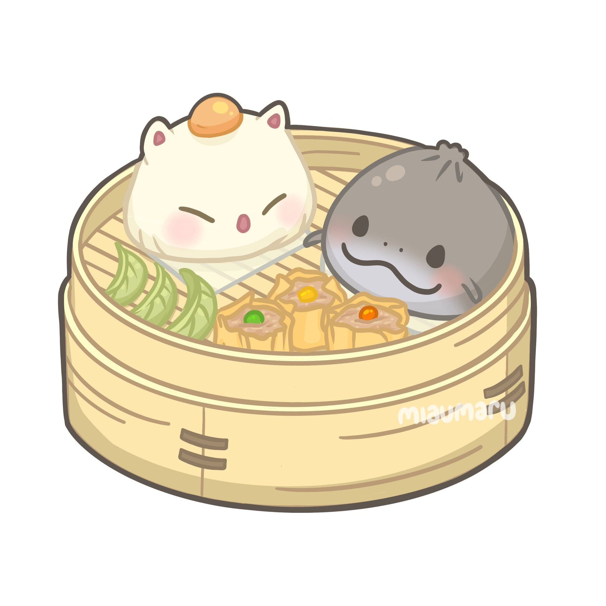 FFXIV Moogle & Namazu Buns Sticker | 2.5 inch | glossy vinyl