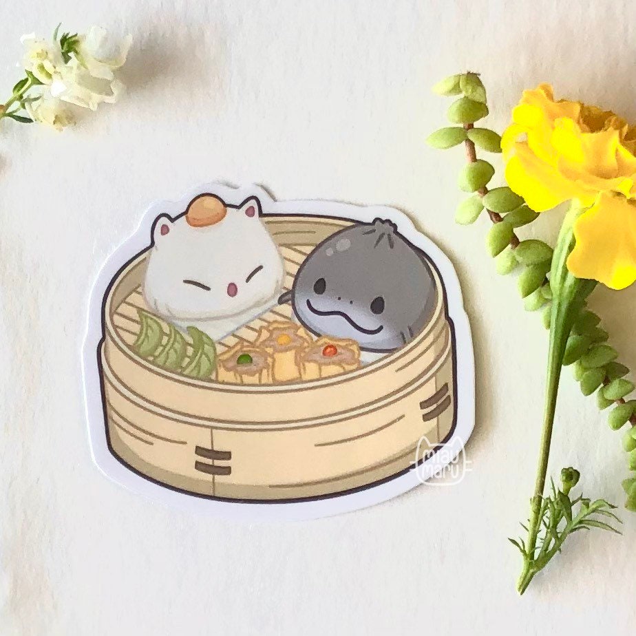 FFXIV Moogle & Namazu Buns Sticker | 2.5 inch | glossy vinyl