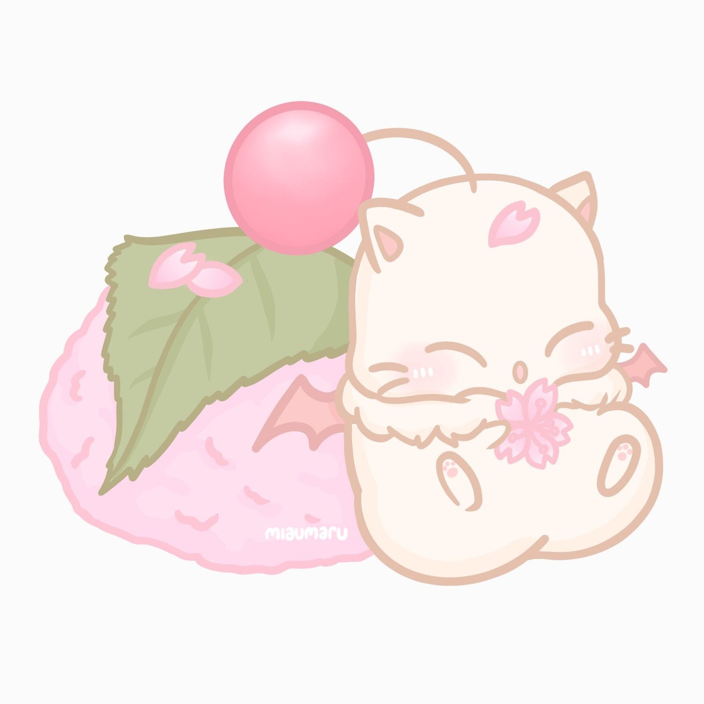 FFXIV Moogle Sakura Mochi Sticker | 2.5 inch | glossy vinyl