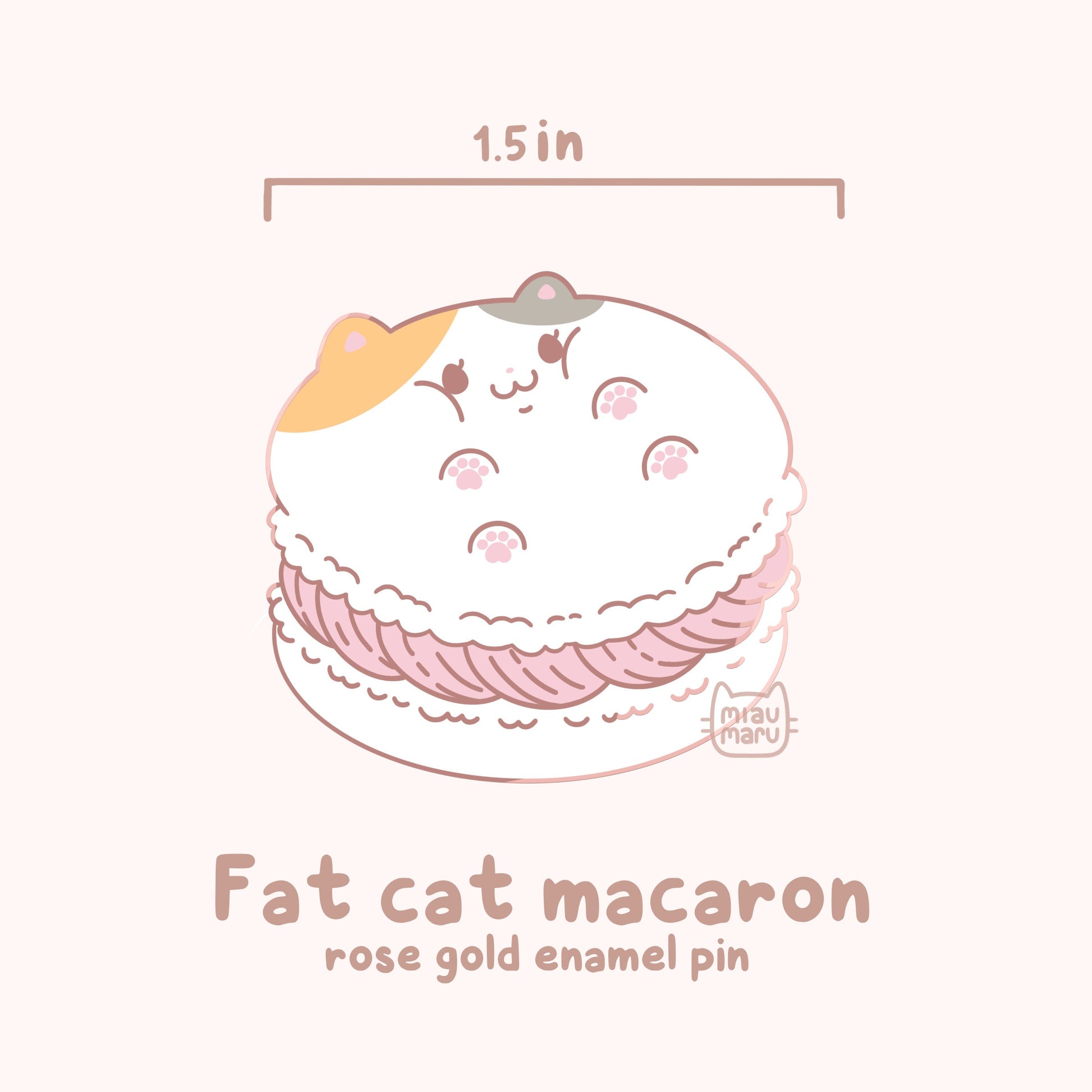 Fat Cat Macaron Pin – Miaumaru